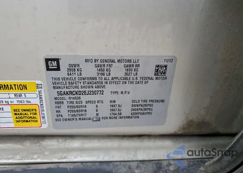 2014 Buick Enclave z USA, uszkodzony, nr VIN 5GAKRCKD2EJ230772